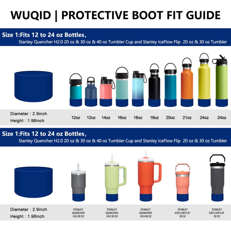 WUQID Protective Silicone Boot Sleeve for 12oz-40oz Hydro Sport Flask/Stanle Water Bottles Tumbler Anti-Slip Bottom Sleeve Cover for All Water Bottles Bottom Width of 2.83-2.95in - Image 3
